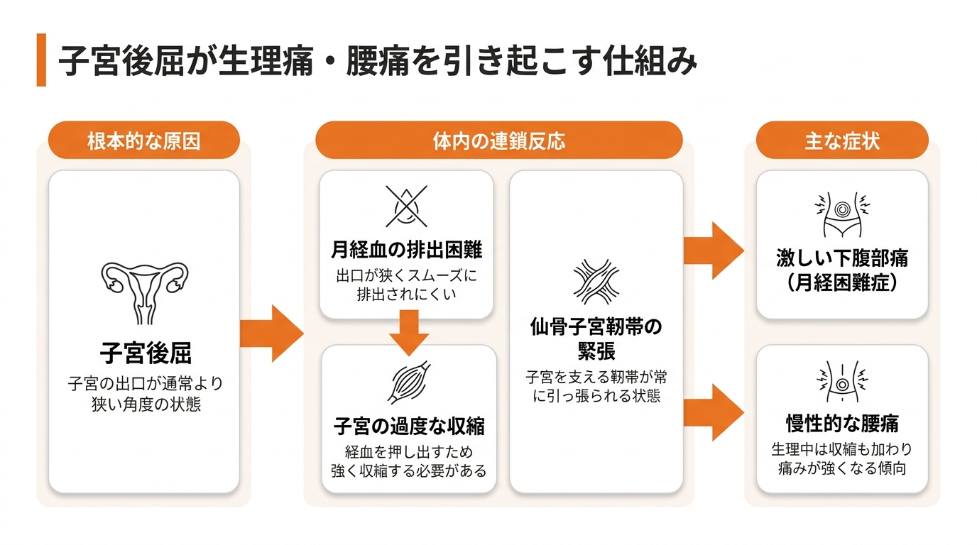 生理痛が重くなる月経困難症や腰痛