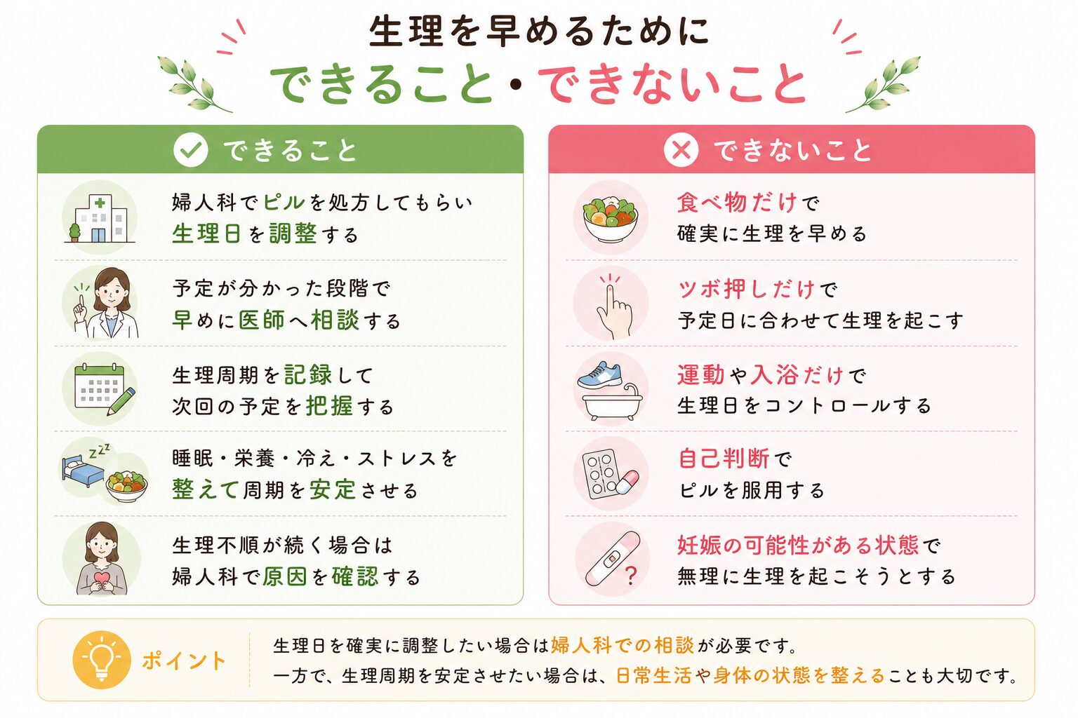 生理を早める方法で「できること・できないこと」