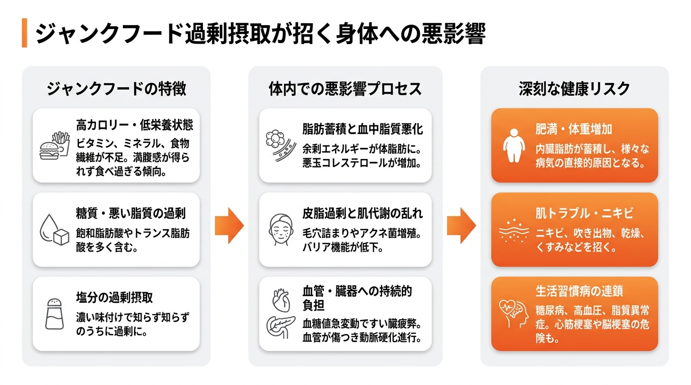 ジャンクフードの食べ過ぎが引き起こす身体への悪影響